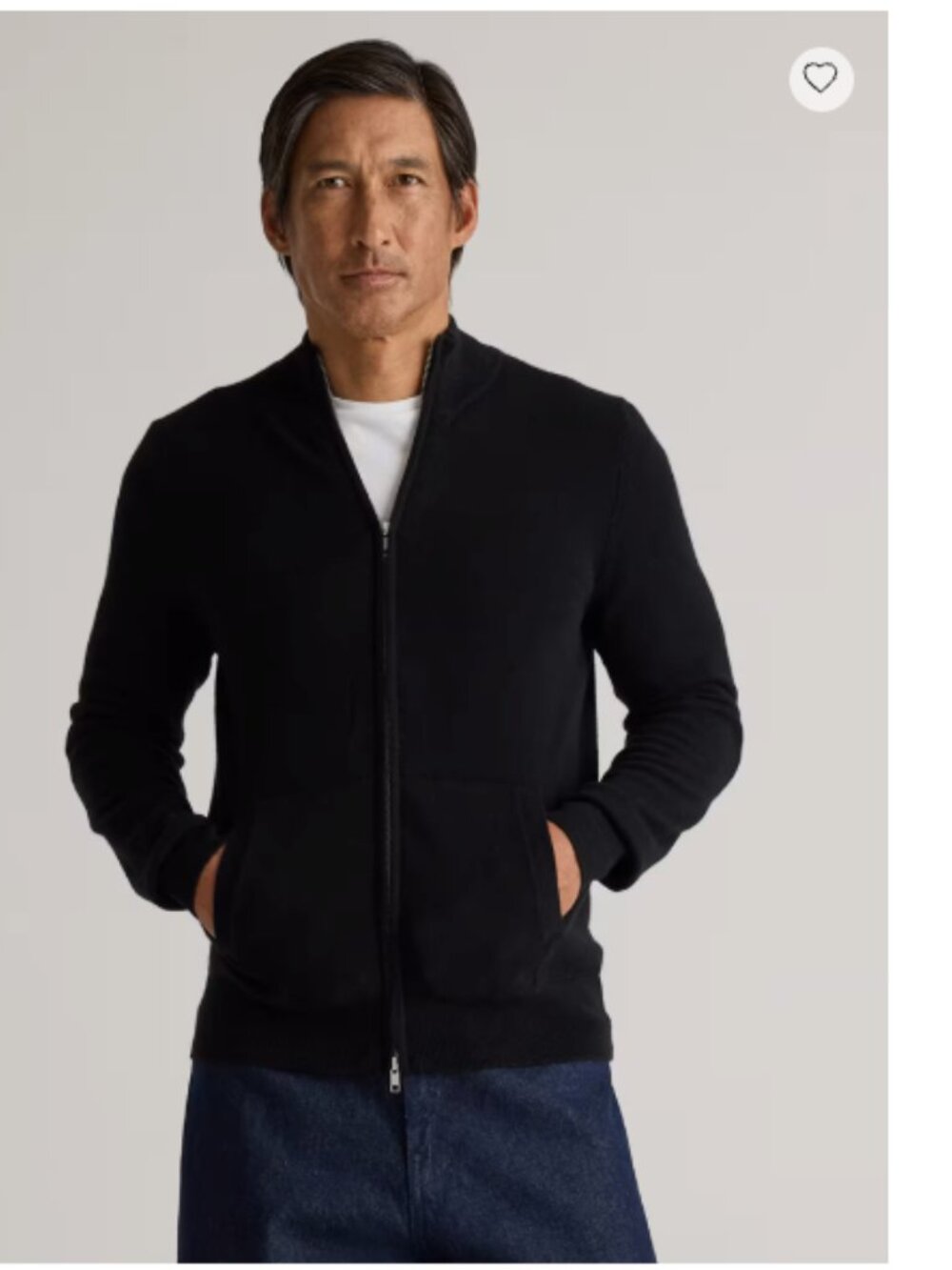 NWT Quince Men’s Mongolian Cashmere Full-Zip Sweater in Black size Small (114)